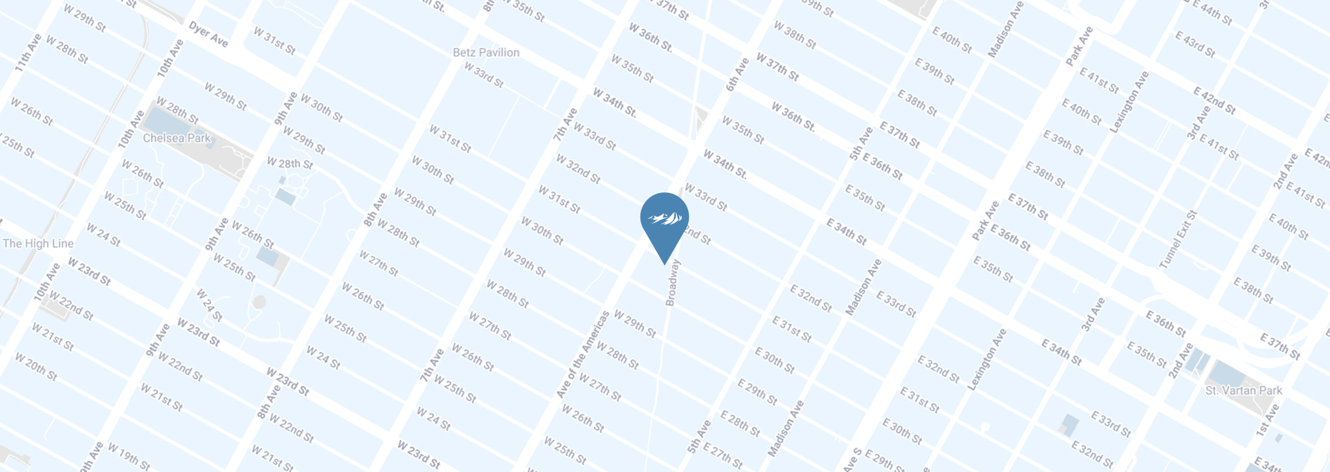 map showing the New York location on 1245 Broadway