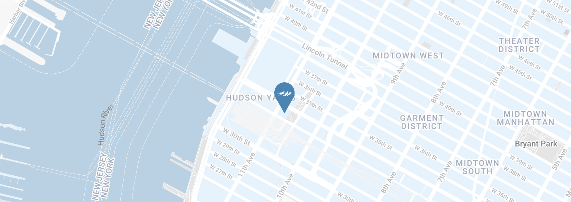 map showing the New York location on 34th street between 10th and 11th avenues